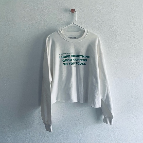 Tops - OurSeasns mental health white cropped graphic sweatshirt